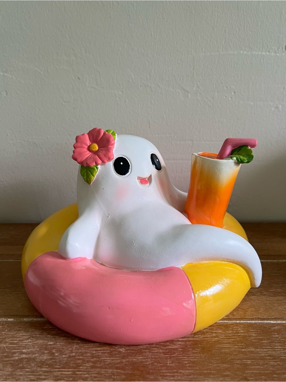 Halloween Ghost SUMMERWEEN On Pool Float Drink Flower Spooky Decor